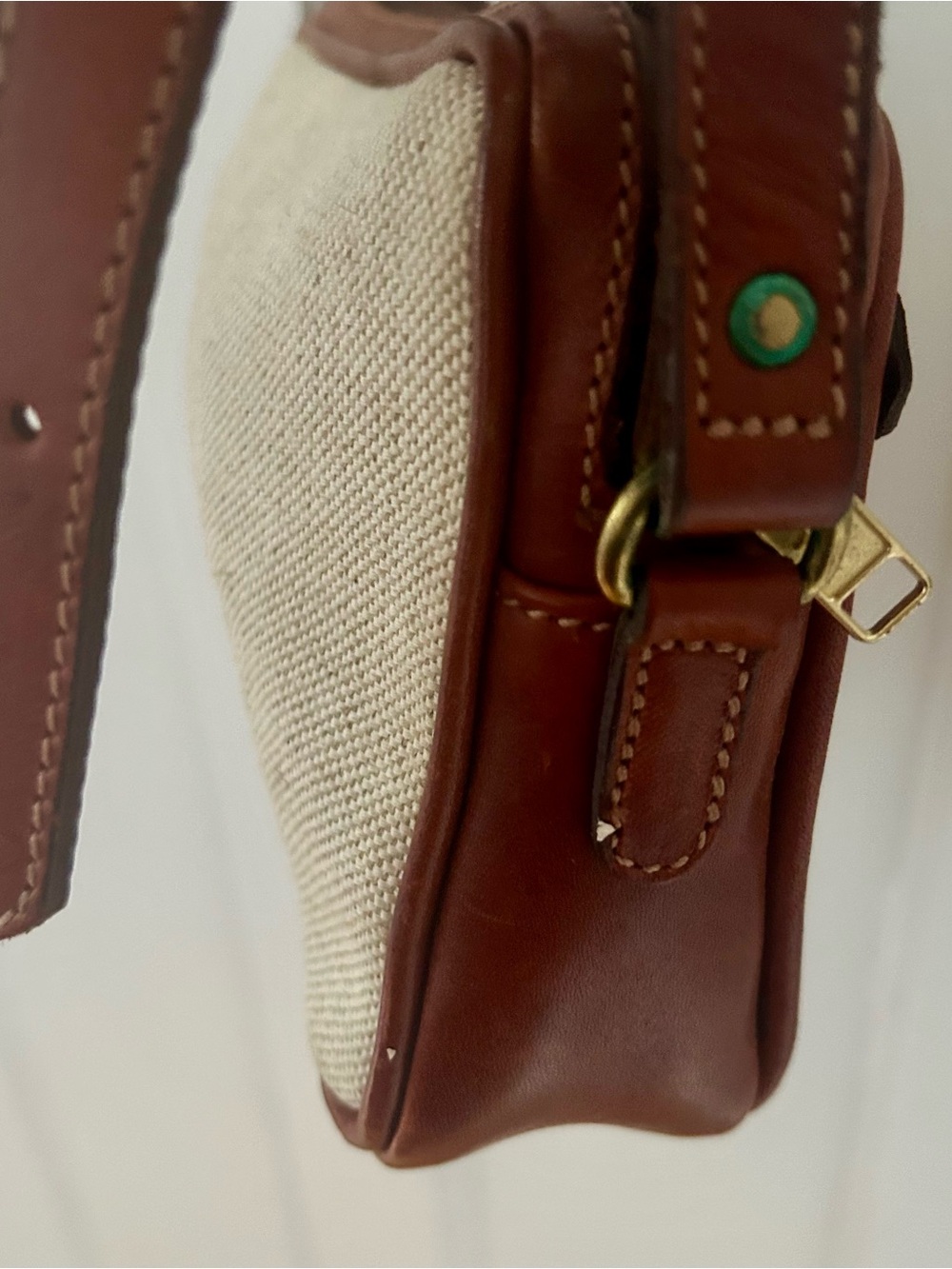 Vintage Roots Canada Genuine Leather & Canvas Crossbody Bag - Picture 9 of 13
